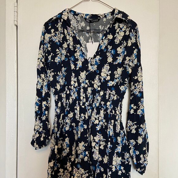 Zara Floral Print Elastic Waistband Dress - S - Picture 3 of 4
